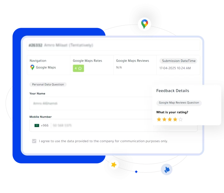 Integrated with Google Maps Reviews Integrated with Google Maps Reviews Monitor and respond to Google reviews directly from the Mojarib platform. Auto-display all customer reviews Reply instantly from your dashboard AI-powered reply suggestions and analysis